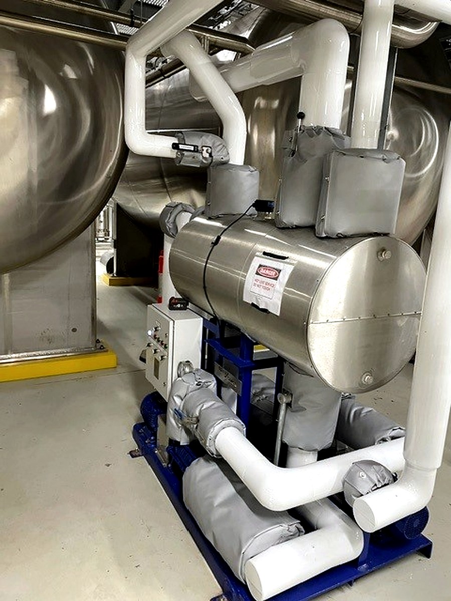 Thermal jackets on pipe connections and equipment in a clean modern industrial plant facility